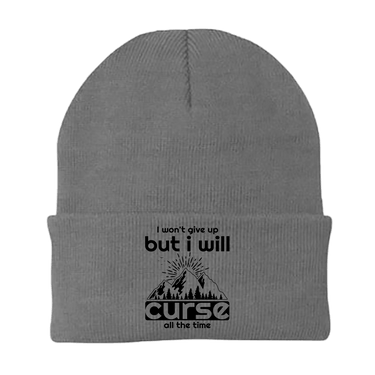 Hiking I Won't Give Up But I Will Curse Embroidered Beanie